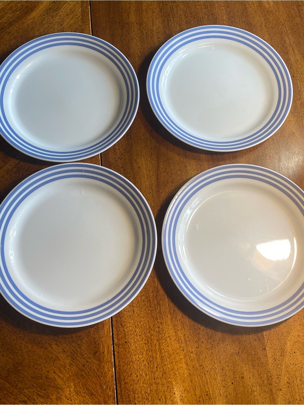 Corelle Indigo Dinner Plates with Light Blue Stripes- Set of 4
